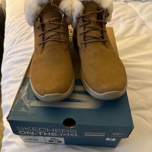 Skechers White Fur-Lined Footwear